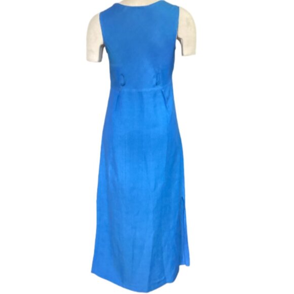 Maggy London Linen Rayon Sleeveless Midi Tank Dress Sz 8 Blue88P - Picture 4 of 5